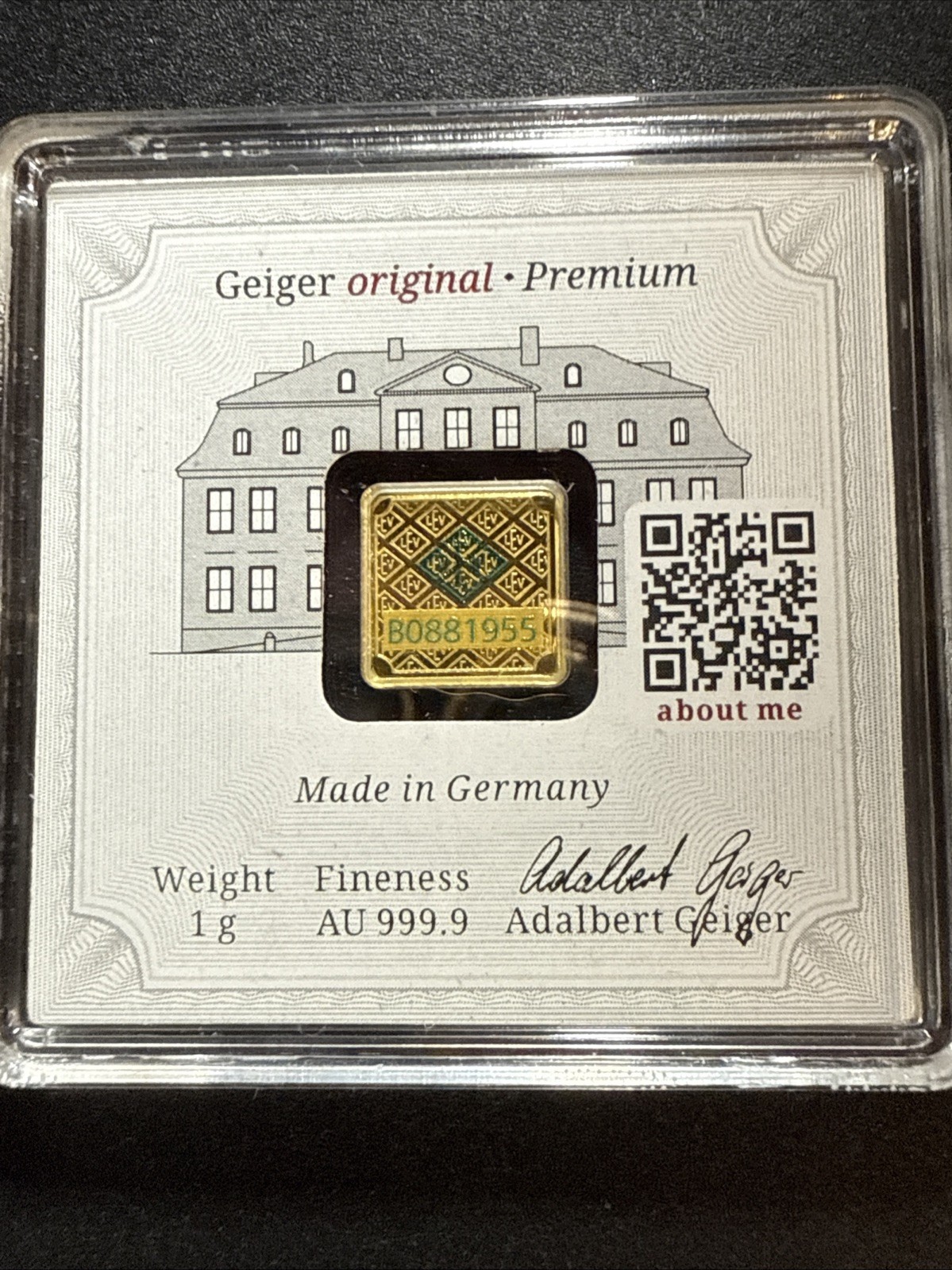 Merry Christmas Geiger In Assay-1 Gram Gold Bar (Only 1,000 Mintage) 999.9 Fine