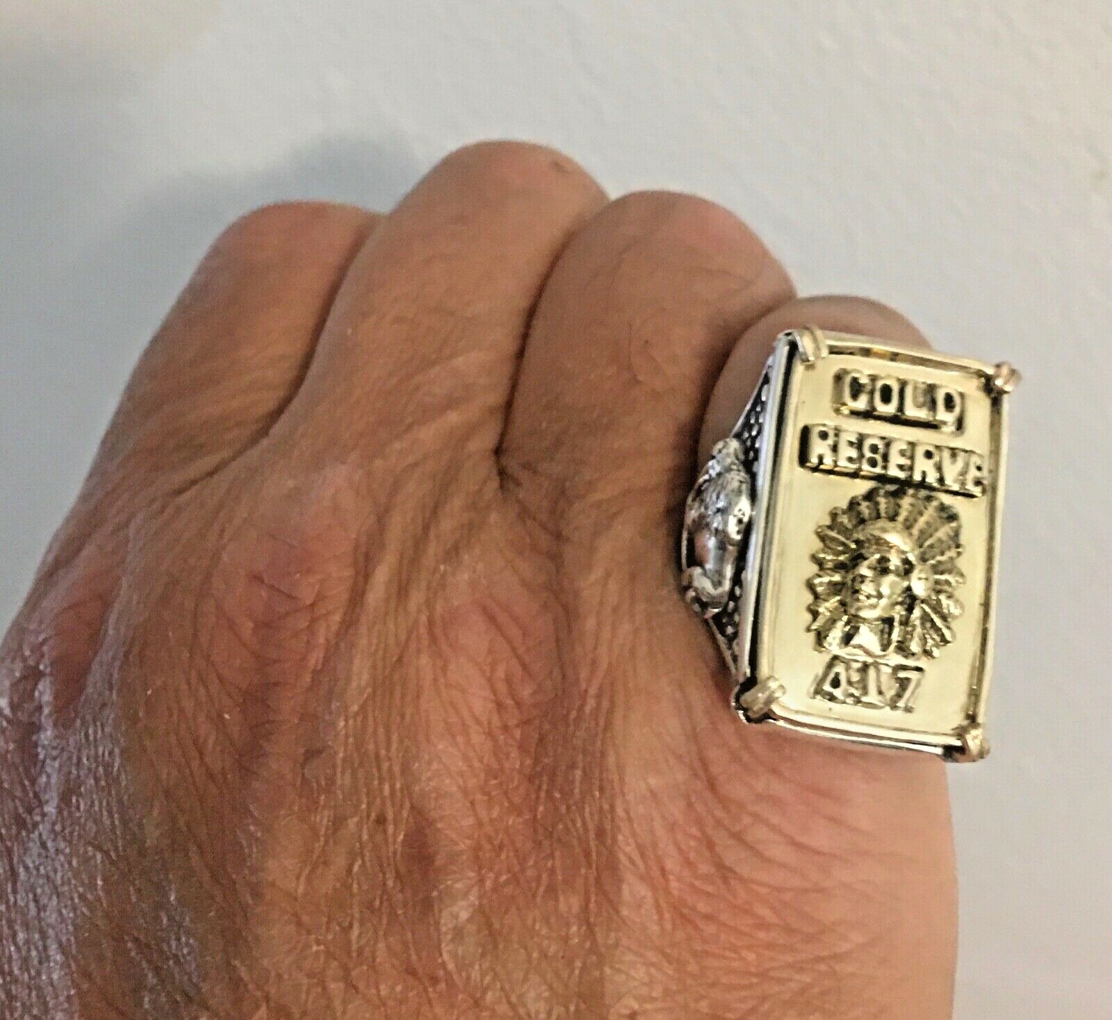 10 Karat Gold Indian chief Ingot Sterling silver ring
