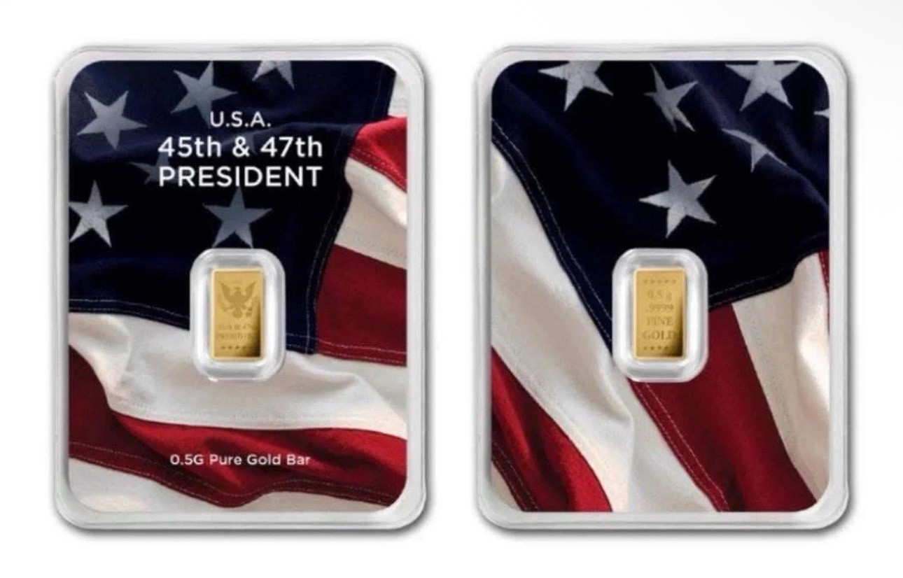USA 45th & 47th President Trump 0.5 Gram 999 Gold Bar In Flag Assay🔥