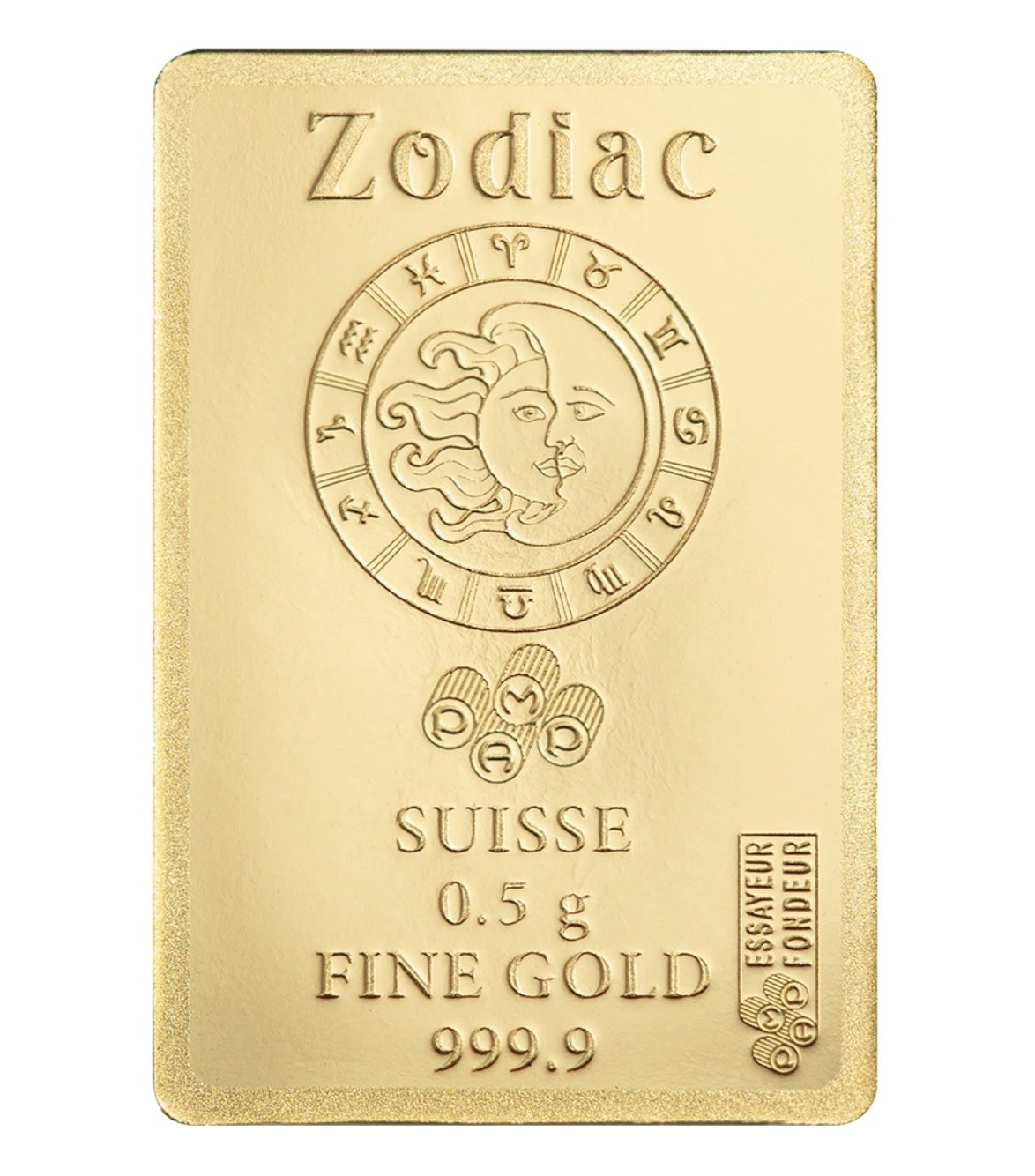 PAMP SUISSE .9999 PURE GOLD BAR Assay Card 3000 MINTED VIRGO 1/2 Gram Zodiac .5g