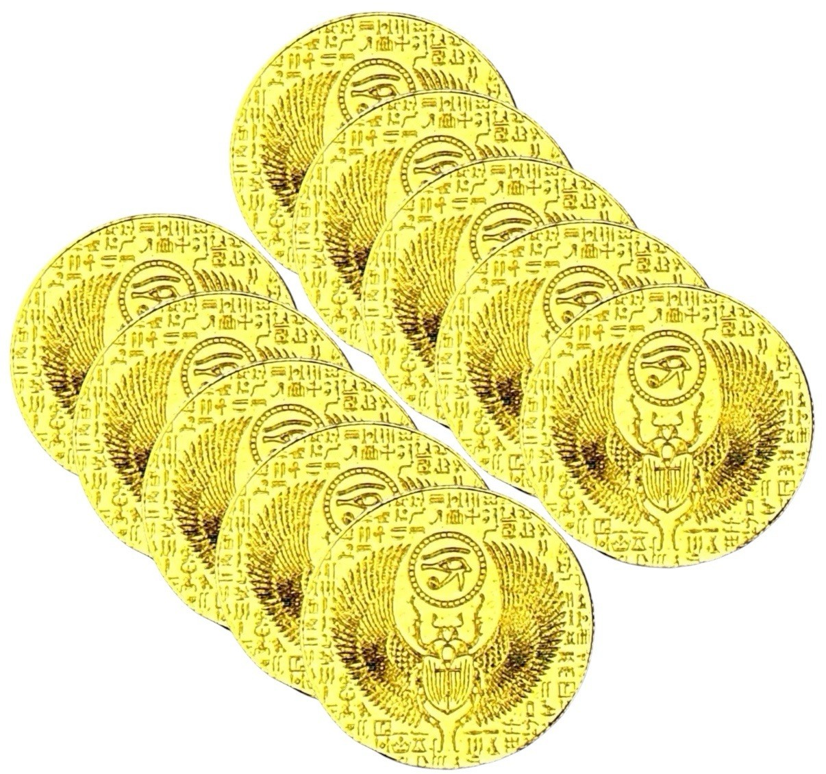 LOT X 10 MONARCH EGYPTIAN SCARAB 1/200 OZ .9999 FINE GOLD ROUNDS IN CAPSULE BU