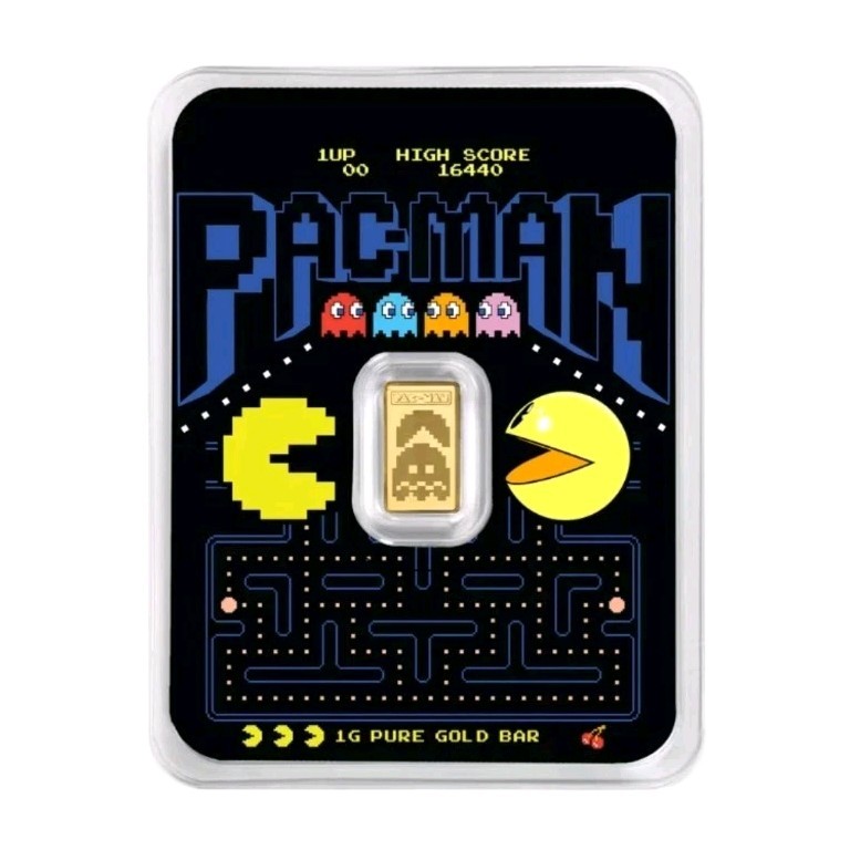 1g Gold Bar PAMP Pac-Man 45th Anniversary 999.9 Fine Gold in Blister