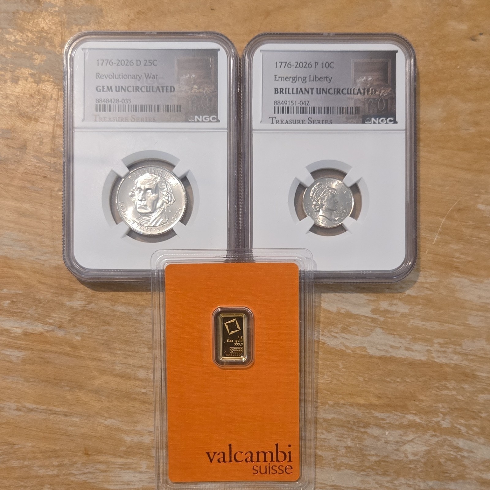 Valcambi Suisse 1g Gold Bar .9999 Fine in Assay Card Serial AA827393