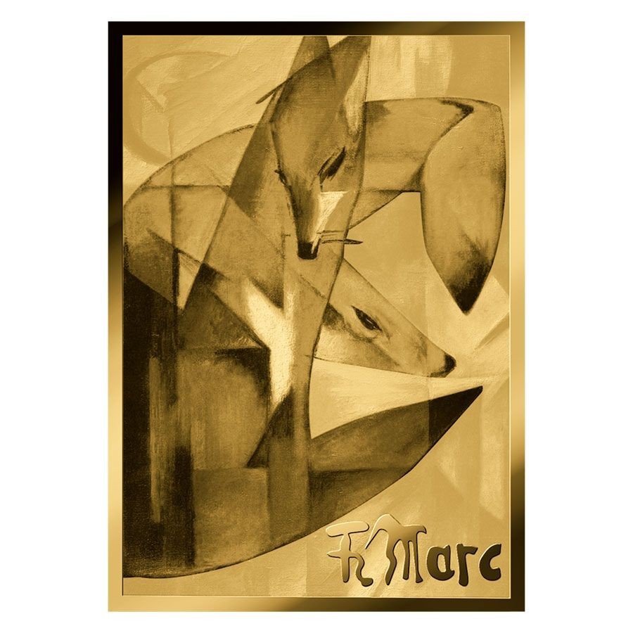 Franz Marc Foxes 1/1000 Oz Gold 24k Coin 999 card Chad 2024