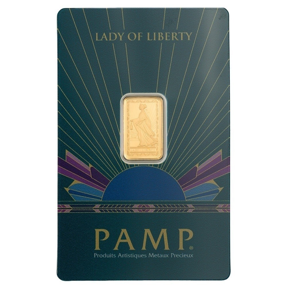 2.5 gram Gold Bar – PAMP Suisse Lady of Liberty (In Assay)