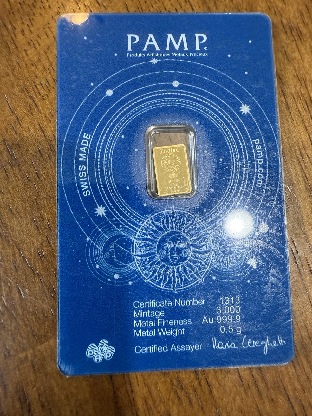 PAMP Suisse 0.5g Gold Bar – Capricorn Zodiac – .9999 Fine Gold – Sealed Assay –