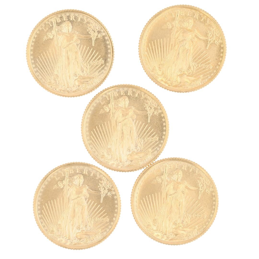 10 – 1998 $5 American Gold Eagle 1/10 oz .999 Fine Gold Bullion U.S. Mint