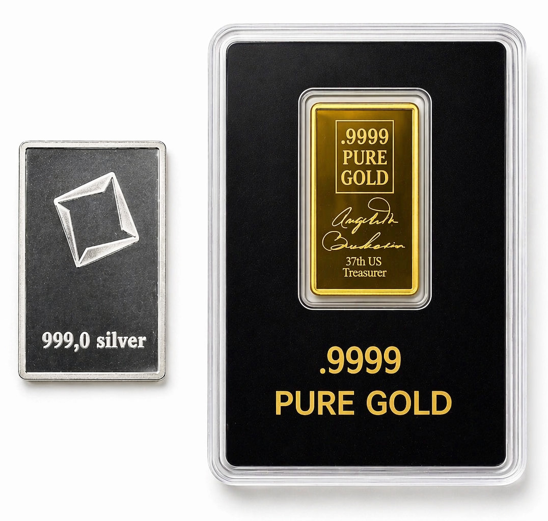 🇺🇸 Minuteman Freedom .9999 Gold Bullion Bar + FREE Valcambi Silver Bar ✨