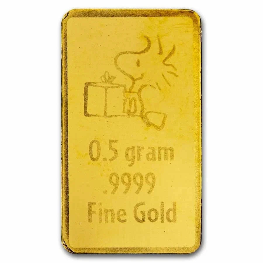 2025 Charlie Brown & Snoopy Peanuts® Christmas Gold Bar .5 Gram