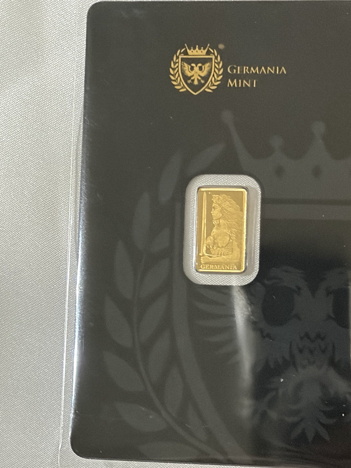 Germania Mint STAMPED BAR Lady Germania Minted 1/200 oz Gold Bar in Assay Card