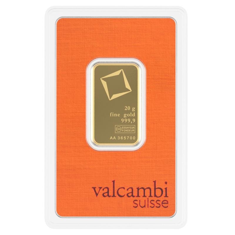 20 gram Valcambi Gold Bar .9999 Fine Gold Bar (In Assay) #A718
