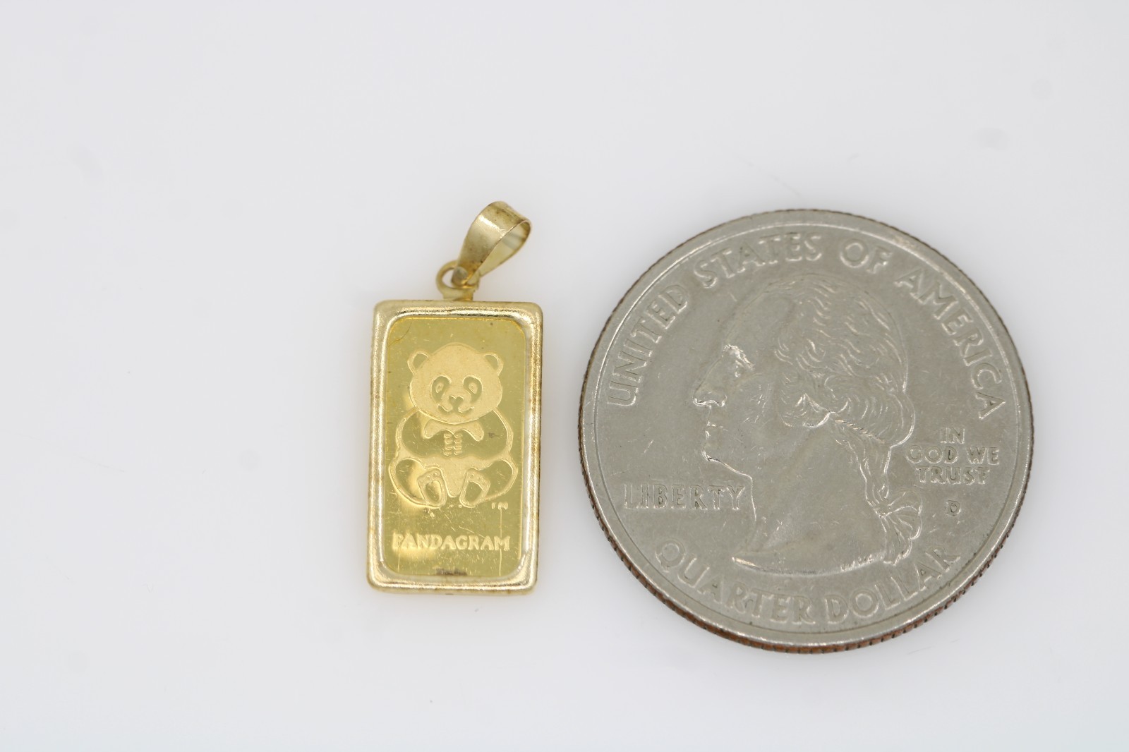 Vintage Singapore Mint 1 Gram .9999 Gold Panda Gram Bar in 14k Gold Bezel
