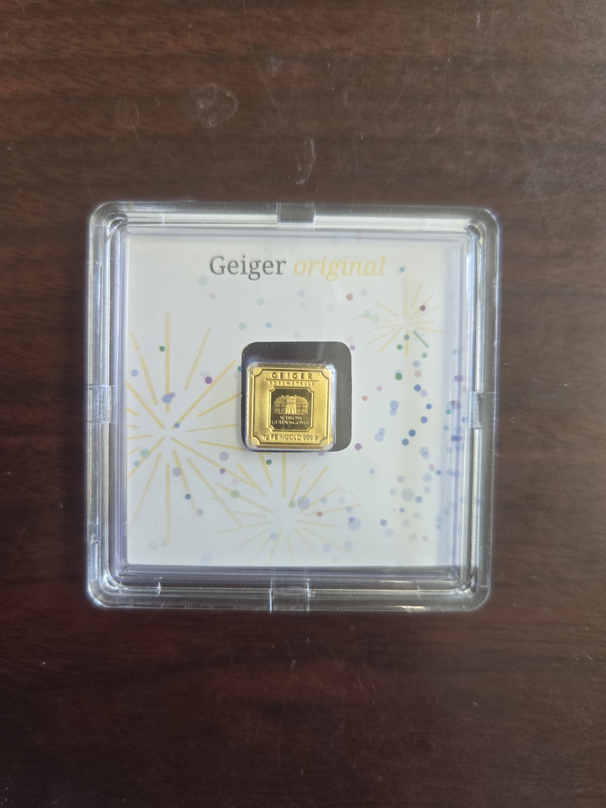 Geiger Edelmetalle Gold 1 Gram .999 Fine Square Germany Sealed