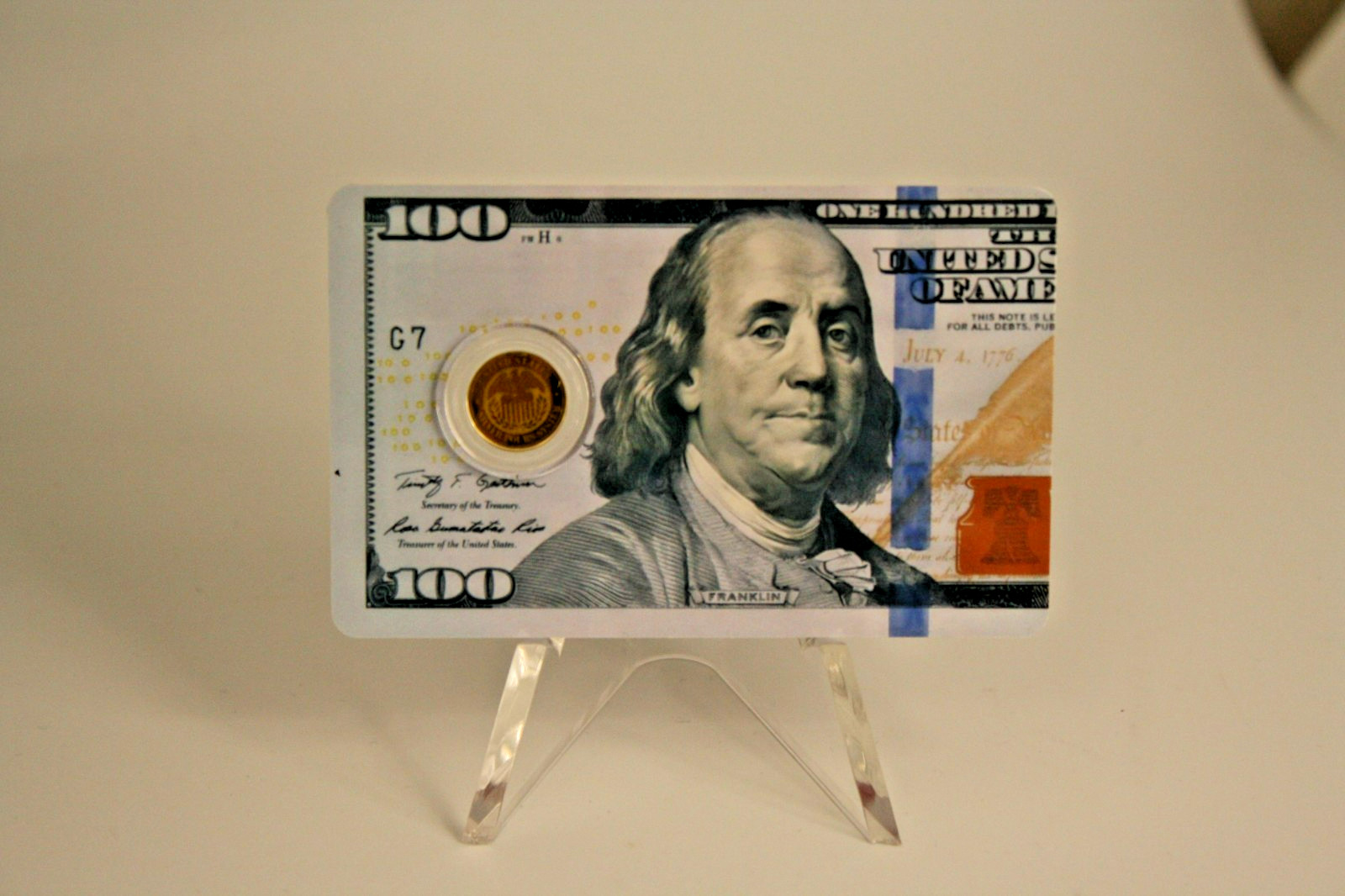 REPUBLIC OF LIBERIA 2026 12 DOLLAR GOLD 1/1000 OZT .9999 USA FLAG $100 BILL