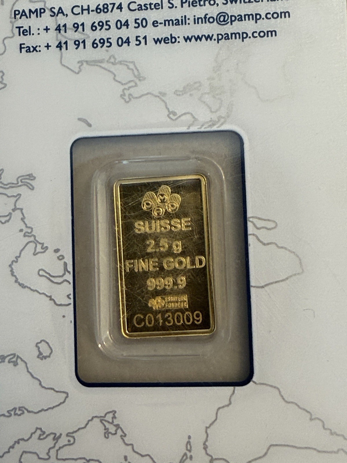PAMP SUISSE 2.5 GRAM GOLD BAR 999.9 SEALED INASSAY 999.9 SWISSMADE FREE SHIPPING