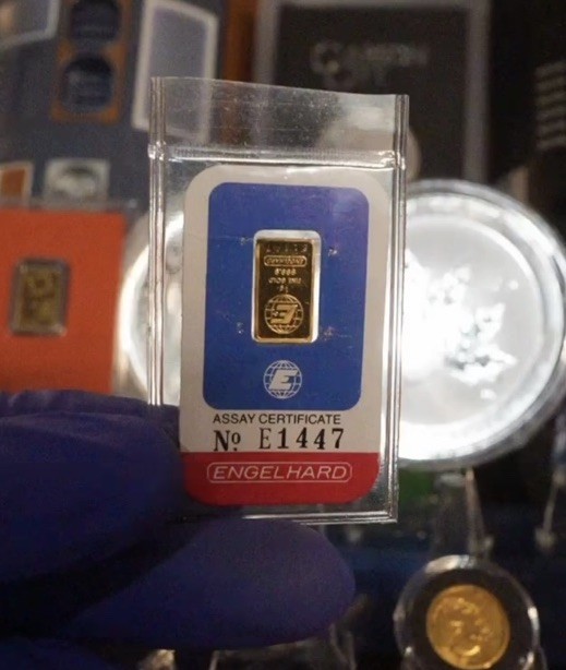 1 gram Gold Bar – Engelhard (In Assay)- Vintage ASSAY- “E” Series Rare