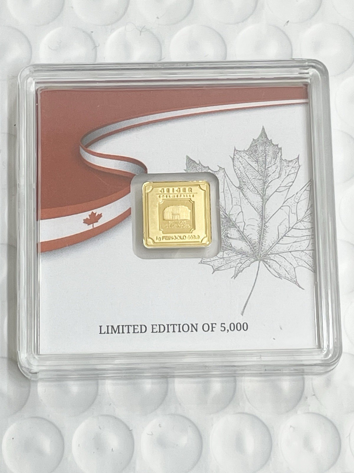 Geiger 1 Gram Gold Bar .9999 Fine Assay Canada Flag Limited Edition 5000 Mintage