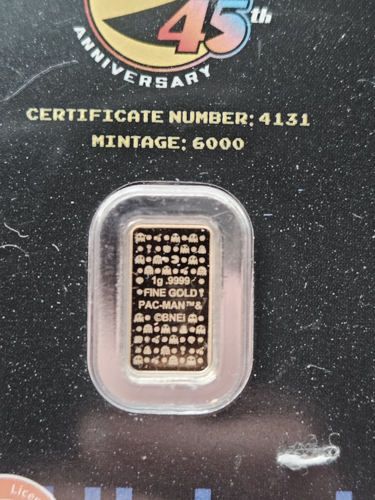 1 gram Gold Bar PAC MAN 45th Anniversary in TEP