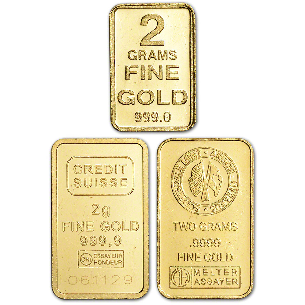 2 gram Gold Bar – Random Brand – Secondary Market – 999.9 Fine