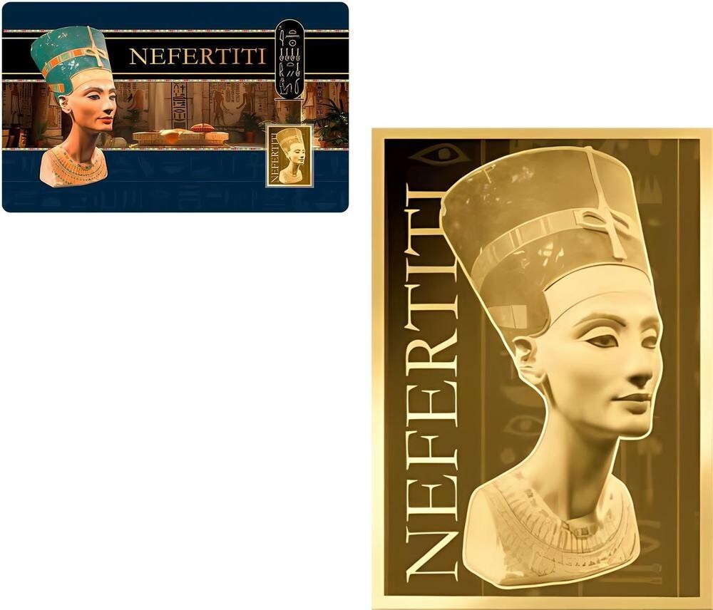 NEFERTITI 1/1000 Oz .999 Gold in Coin card 3000 Francs Chad 2024