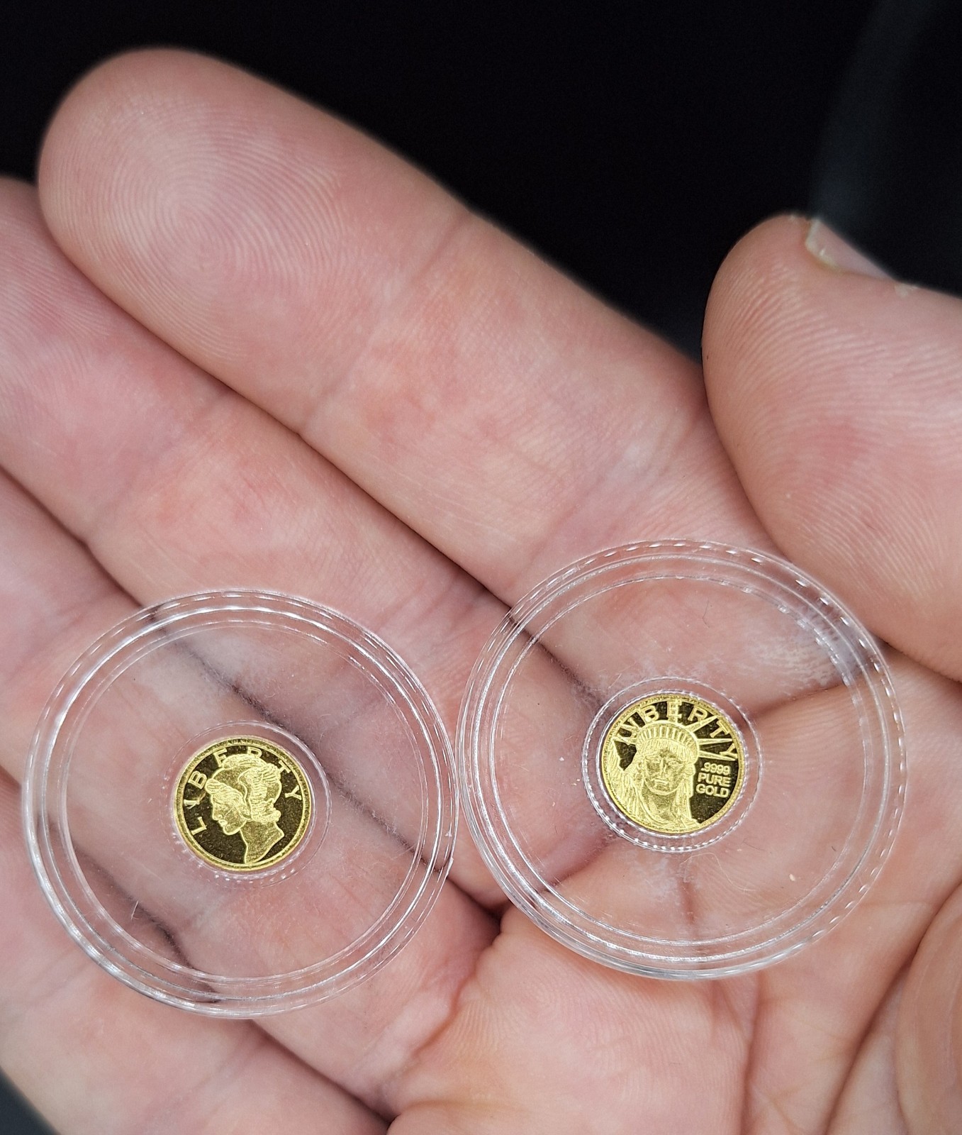 Set of 2 – 🇺🇸✨ Lady Liberty & Mercury Gold Set – 1/200 oz .9999 Fine Gold
