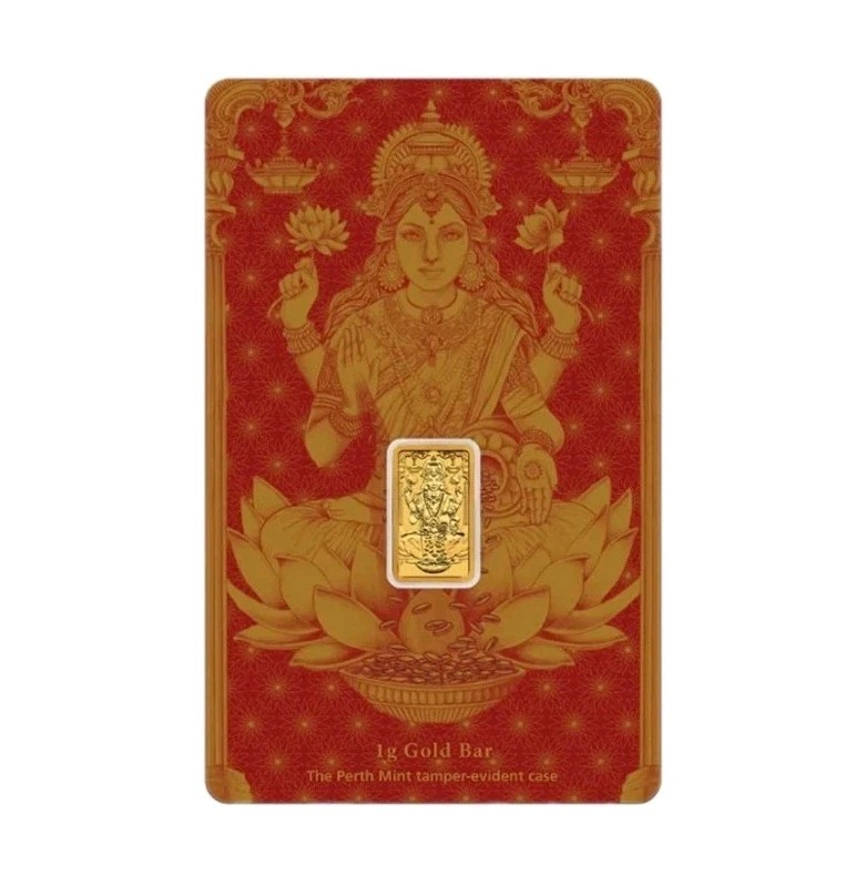 1g Gold Bar Perth Mint Diwali Lakshmi 1 Gram 9999 Gold in Blister 24 Carats