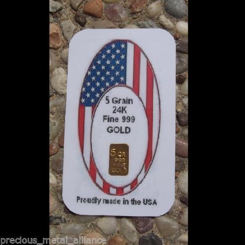 5 1 GRAlN 24K PURE 999.9 FINE CERTIFIED GOLD BAR BULLION GRAND SLAM SET