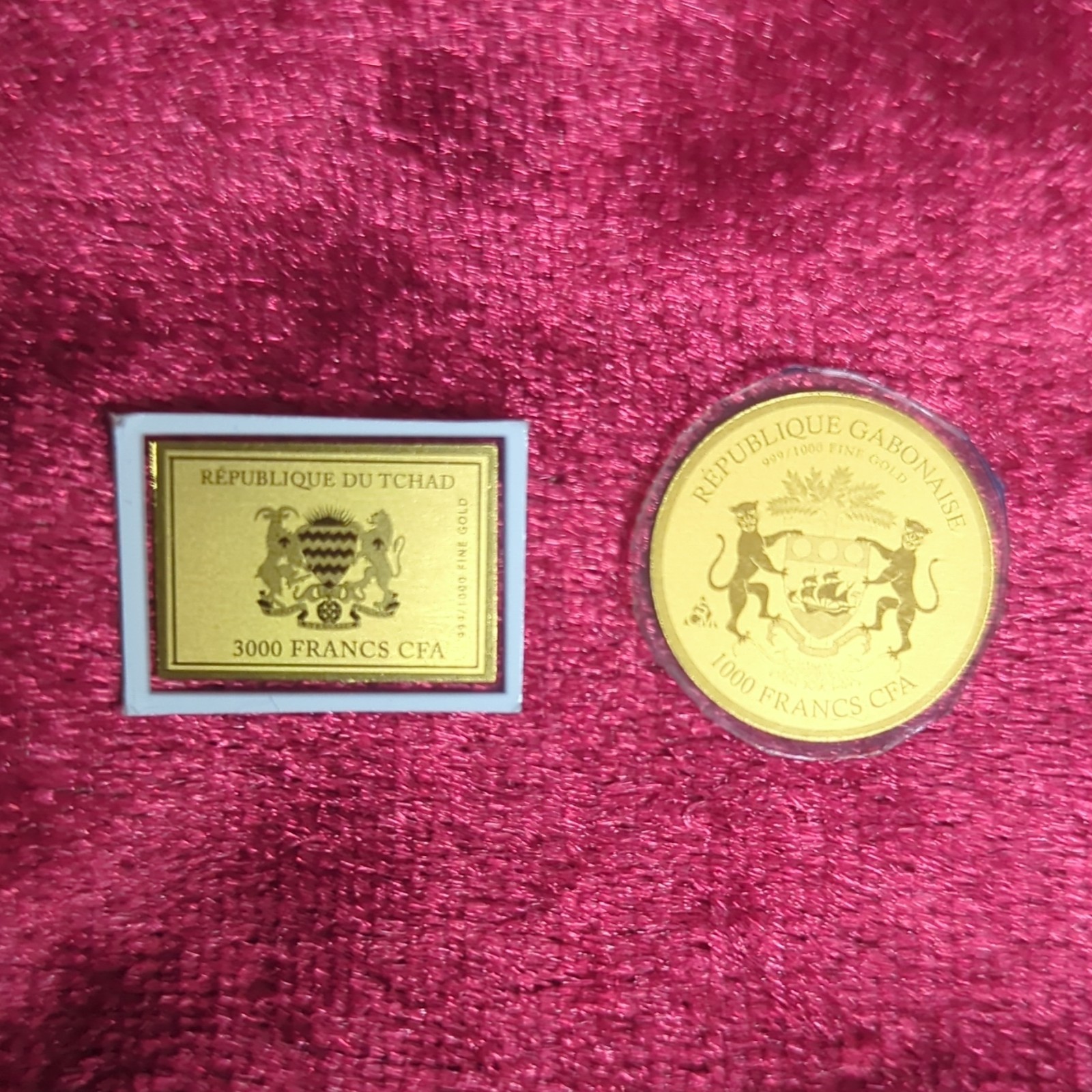République du Chad 1/1000 oz Coin & Gabon Soccer Ball 1/1000 oz Coin