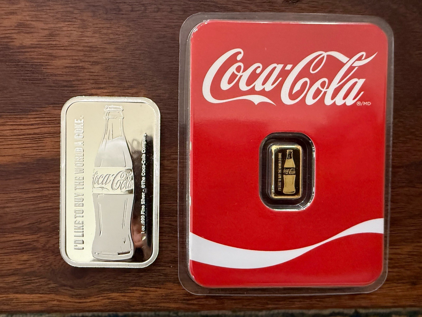 Coca Cola Precious Metal Combo 1/2 Gram Gold In Assay And 1 Oz Silver Matching