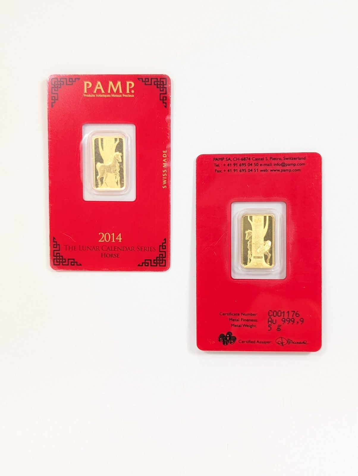 2014 Lunar Year of The Horse 🐎 PAMP Suisse 5 Gram Gold Bar Sealed in Assay ~New