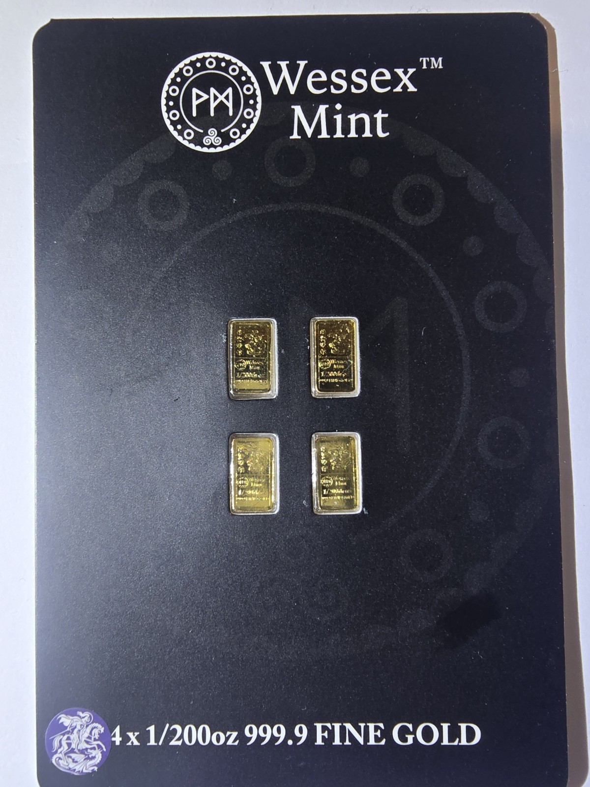 Wessex Mint 4 x 1/200oz .999 Gold George And Dragon Design Bar Limited Edition