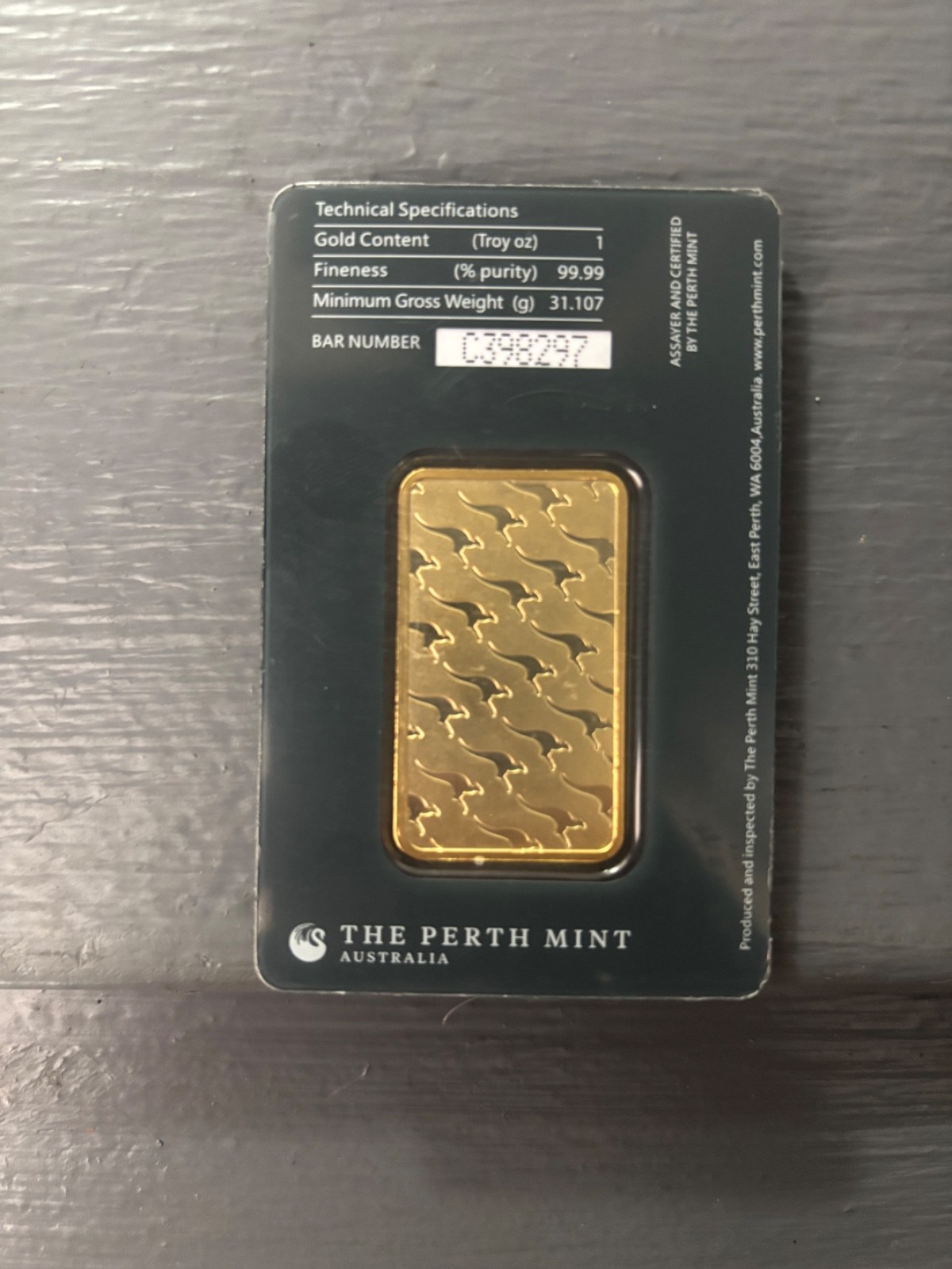 1 oz. Gold Bar – Perth Mint – 99.99 Fine in Assay