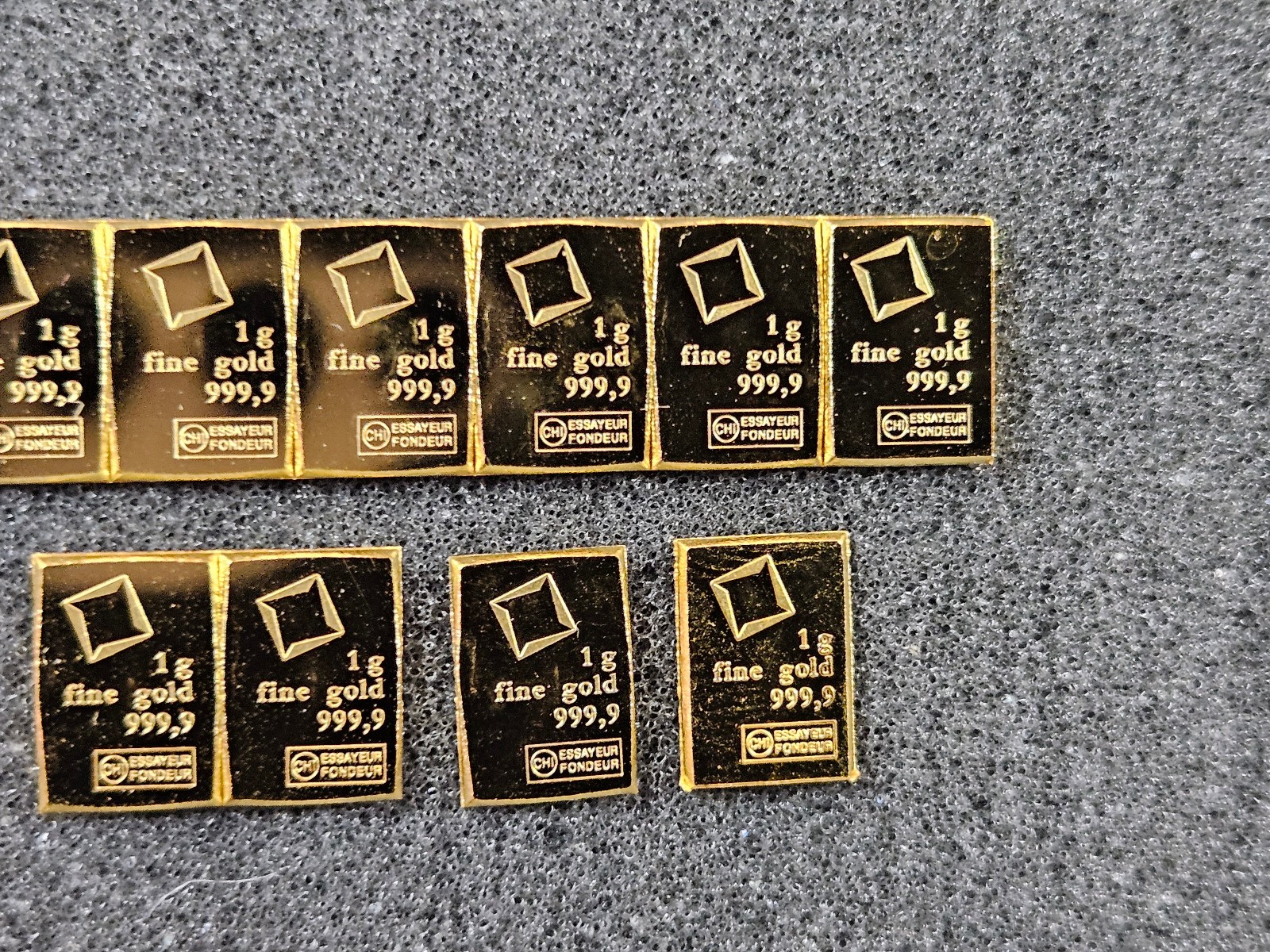 🌟(10) 1 gram Valcambi Suisse Gold Bars 999.9 Gold, 10 g Total