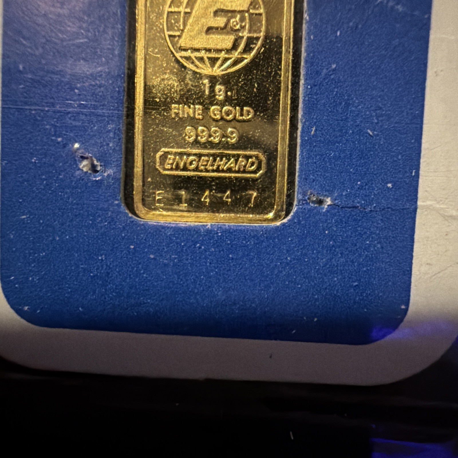 1 gram Gold Bar – Engelhard (In Assay)- Vintage ASSAY- “E” Series Rare