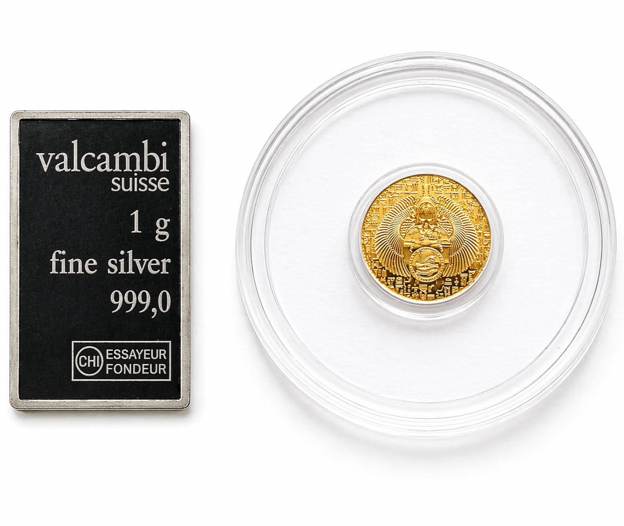 🪲 1/200 oz .9999 Pure Gold Egyptian Scarab Round + Valcambi Silver Bar ✨