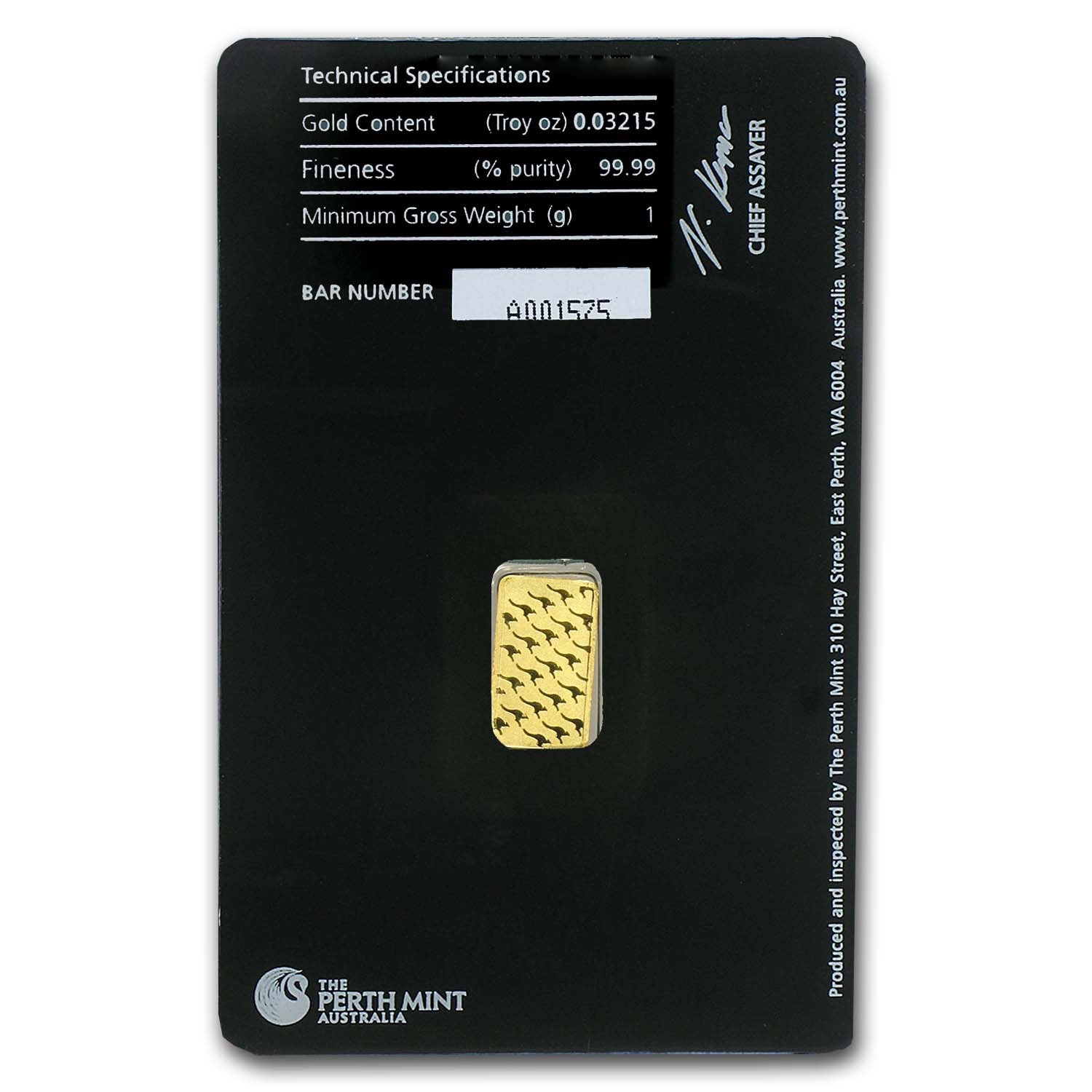 1 gram Gold Bar – The Perth Mint (In Assay)