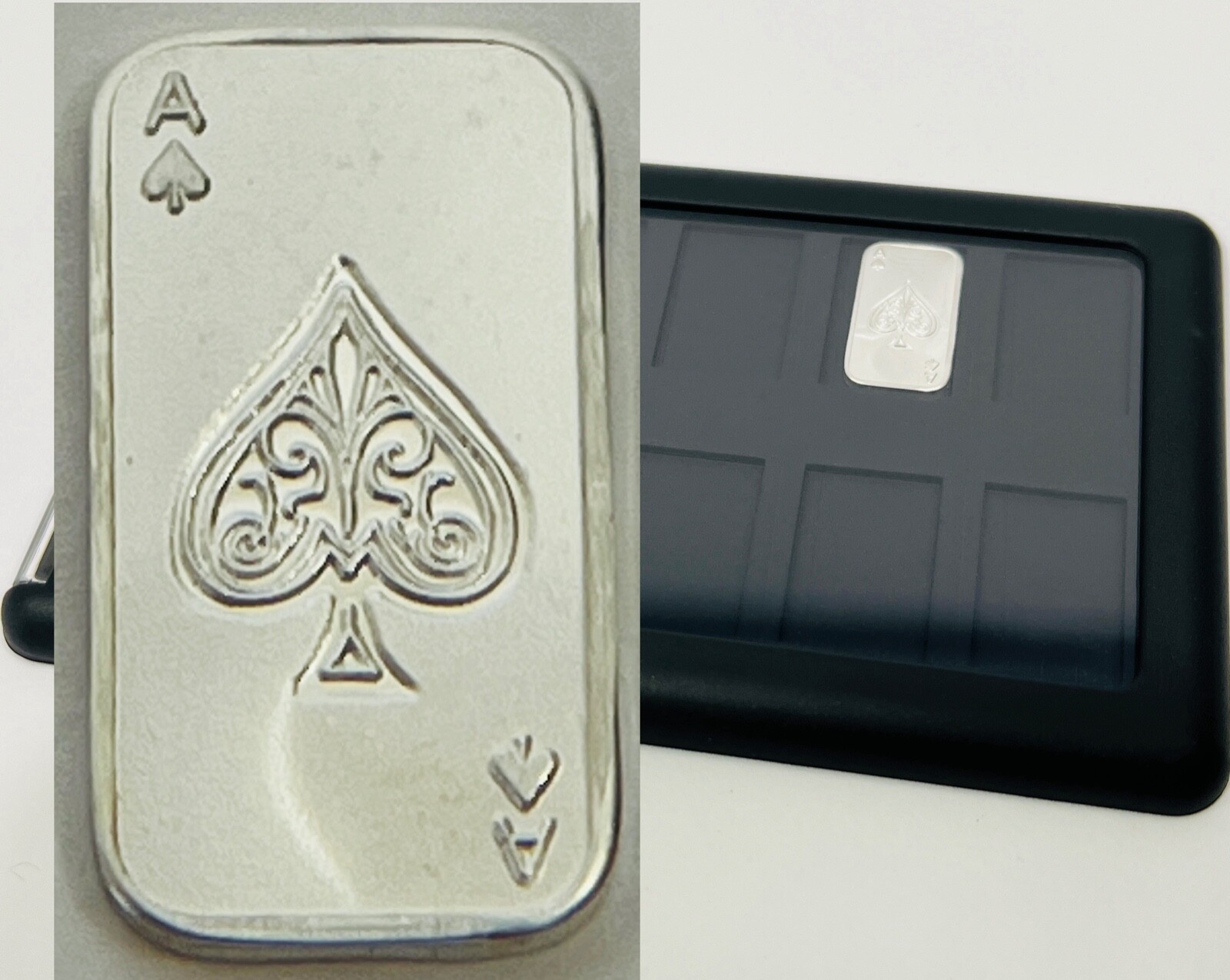 Element Card & 1g Ace of Spades .999 Fine Silver Bar Holds Bars Bullion Wallet