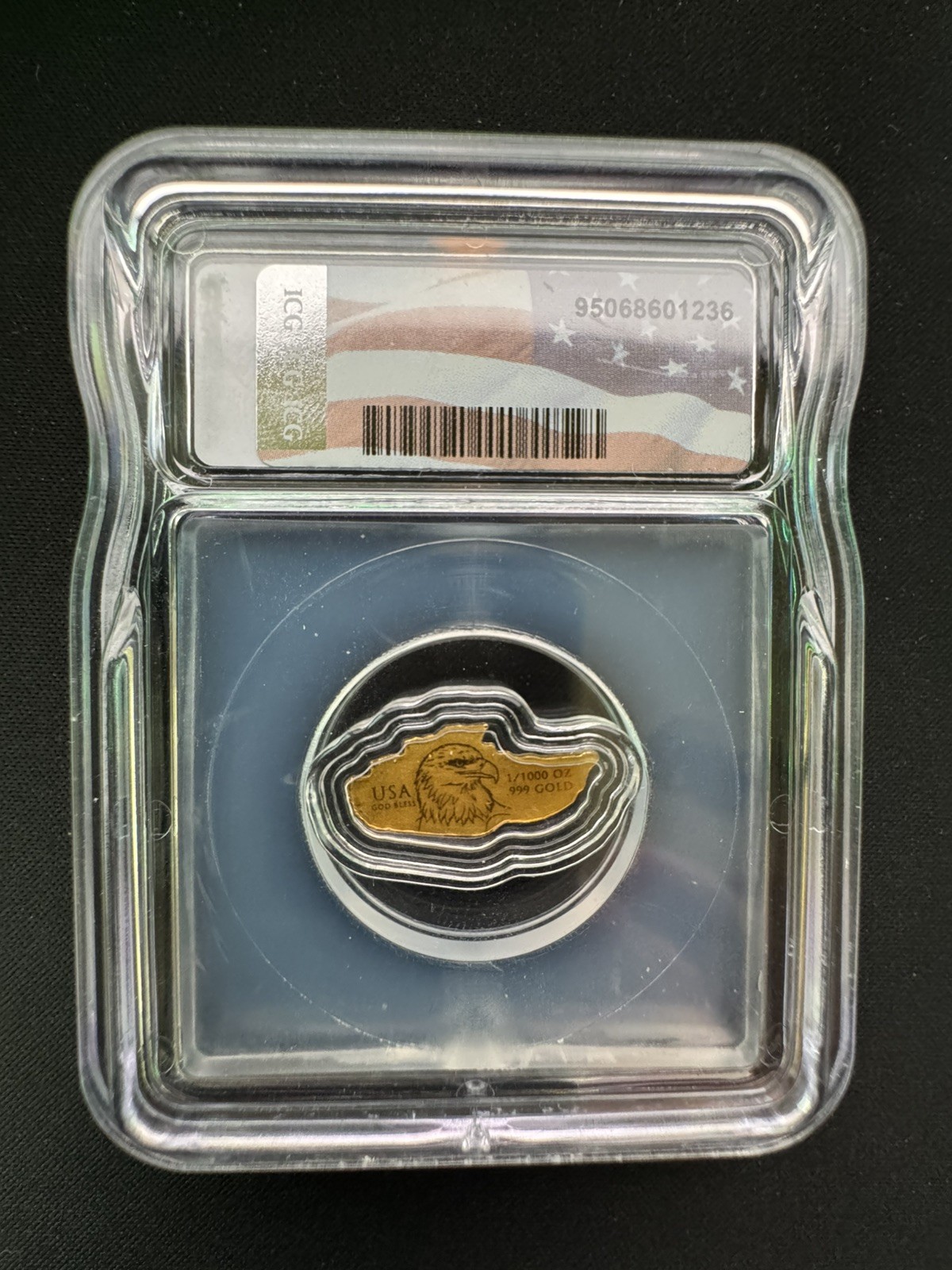 1/1000 oz .999 GOLD Army Tank Shaped Bar ICG MS70 Perfect Grade Low Mintage