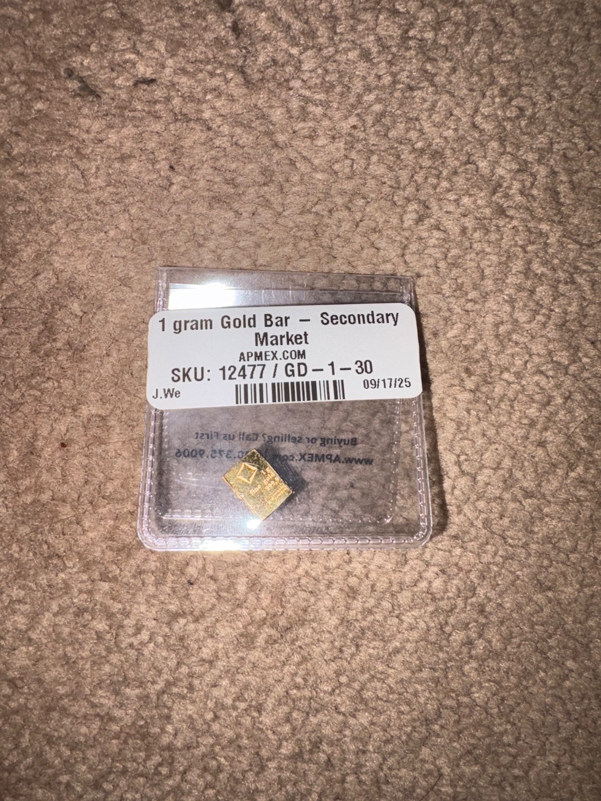 1 gram gold bar with coin