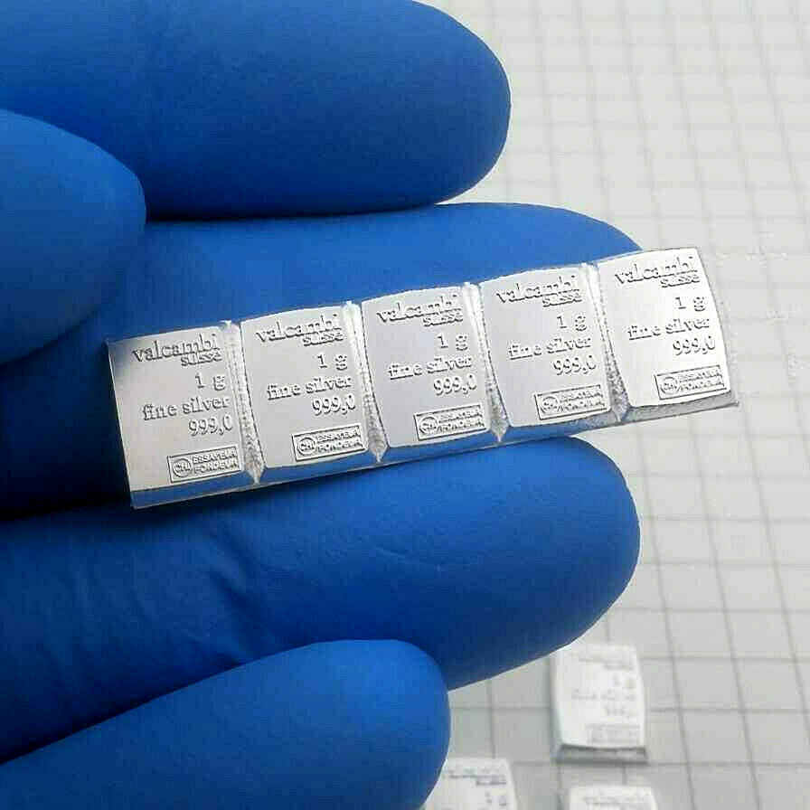 👍 5 X 1 GRAM 999 SILVER VALCAMBI SUISSE BARS. AND 4 9999 PURE GOLD BARS! 👍