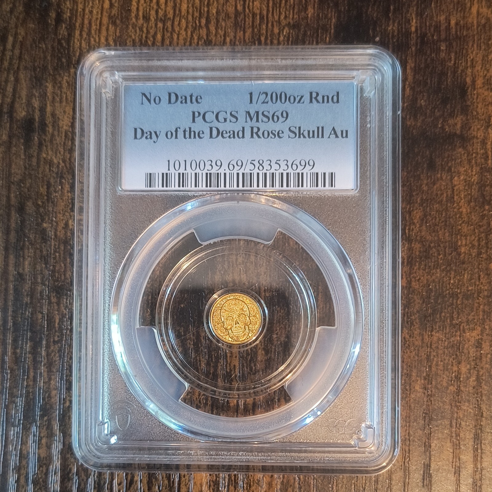 Gold Round 1/200 oz .999 No Date Day of the Dead Rose Skull
