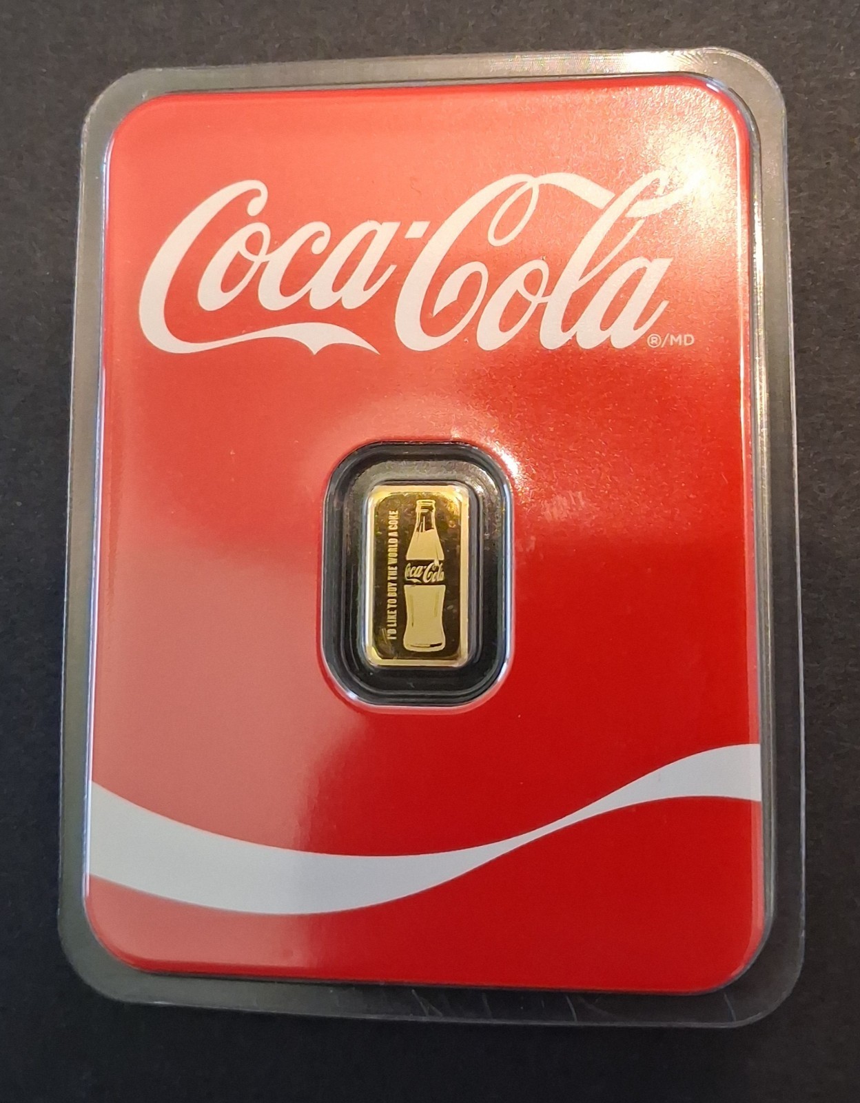 COCA-COLA 1/2 GRAM GOLD BAR .9999 FINE LOW MINTED BAR IN THE ASSAY!!!!!!!!!!!!!!