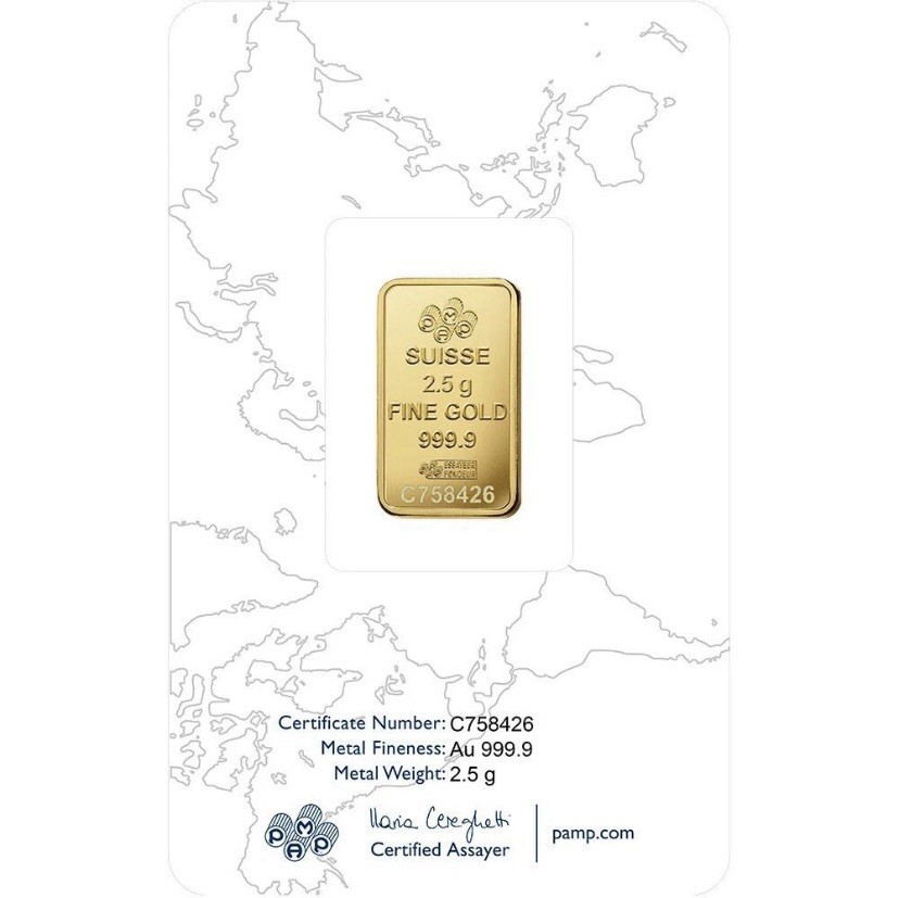 2.5 gram Gold Bar – PAMP Suisse – Rosa – 999.9 Fine in Sealed Assay
