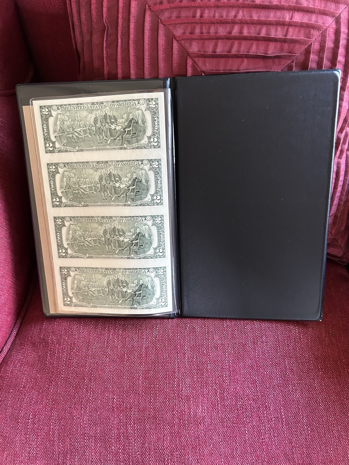 22 KARAT GOLD OVERLAID UNCUT SHEET 2$ BILL *RARE*