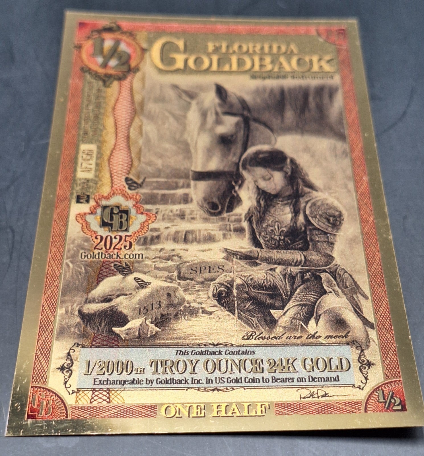 Florida Goldback 1/2 Note & American Eagle 1/500 oz .9999 Fine Gold Round