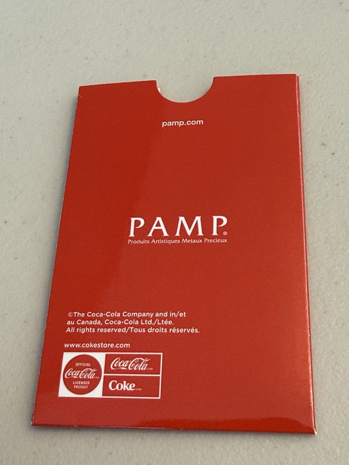 Pamp Suisse Coca-Cola Valentine’s Love 1g Gold Bar in Card With Sleeve