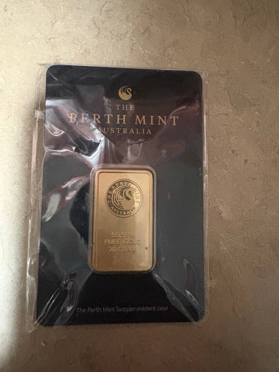 The Perth Mint Australia 20 Gram Gold Bar 99.99 Fineness Sealed