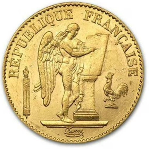 1898 A France .1867 Oz Gold 20 Franc French Lucky Angel AU+ Almost Uncirculated