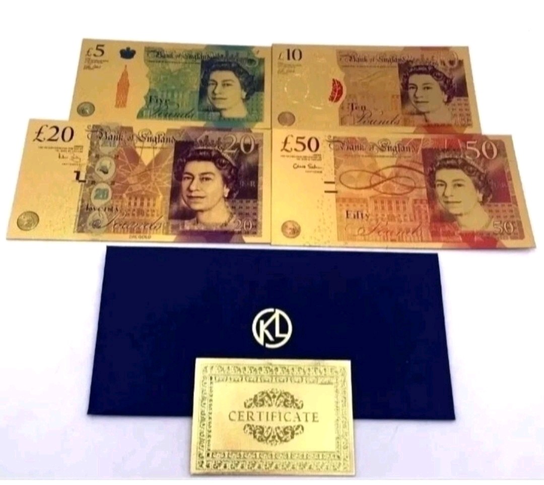 Gold Notes 5, 10, 20 & 50£ inflation money: Gold