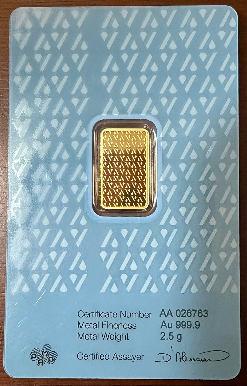 2.5G .999 Gold Acre Bar in Assay